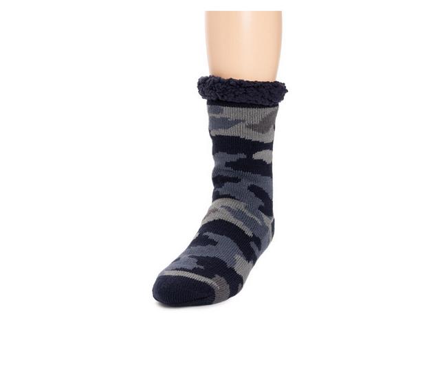 MUK LUKS Men's Cabin Sock in Navy Camo color