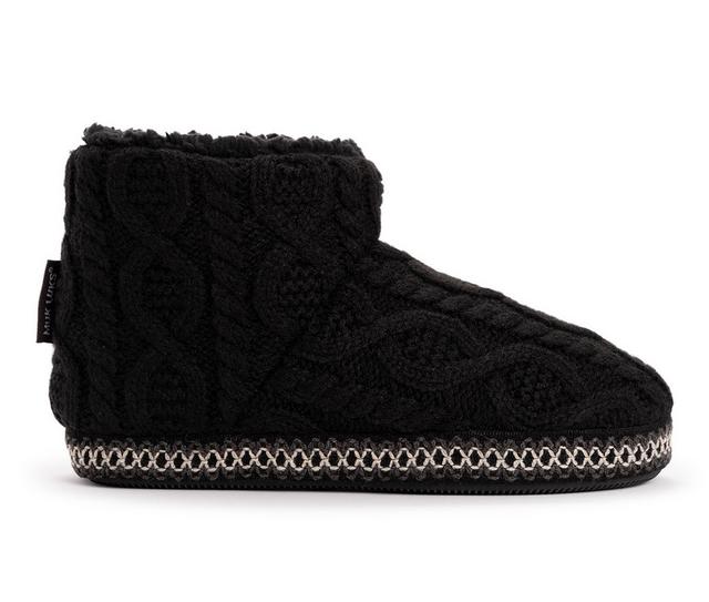 MUK LUKS Women's Favina Slippers in Black Cable color