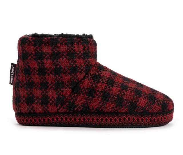 MUK LUKS Women's Favina Slippers in Red Plaid Marl color