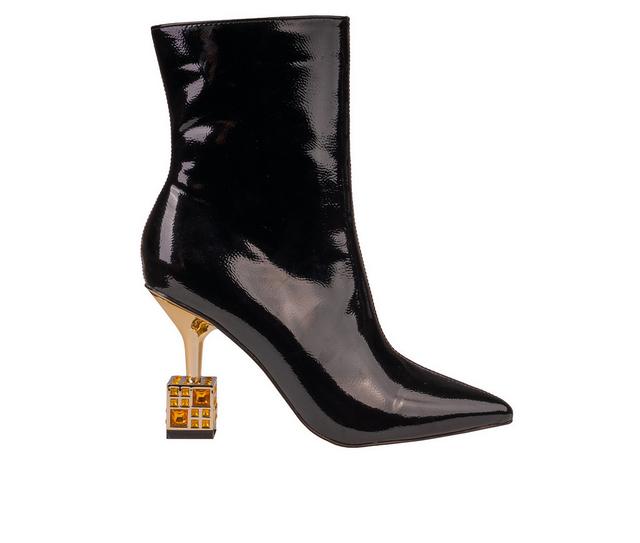 Women's Lady Couture Crown Heeled Booties in Black color
