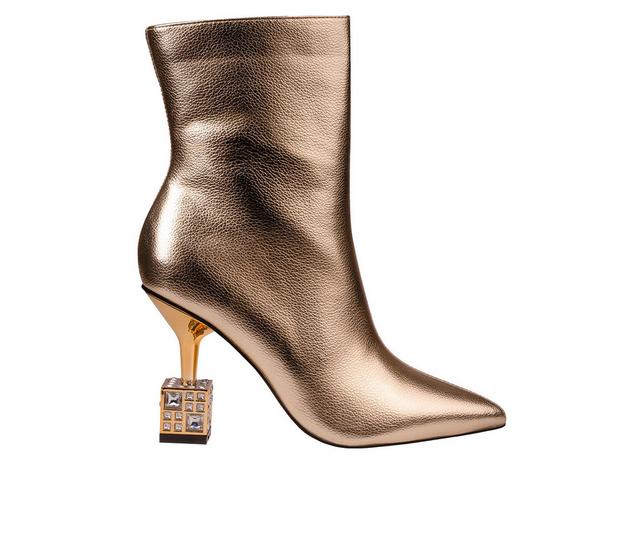 Women's Lady Couture Crown Heeled Booties in Gold color
