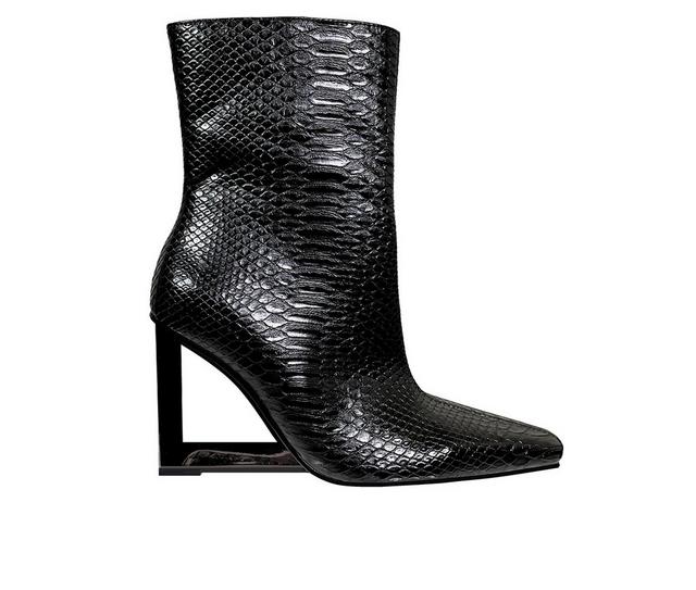 Women's Lady Couture Fire Heeled Booties in Black color