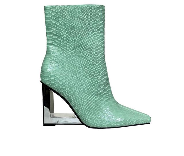 Women's Lady Couture Fire Heeled Booties in Mint color