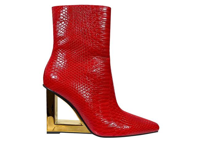 Women's Lady Couture Fire Heeled Booties in Red color