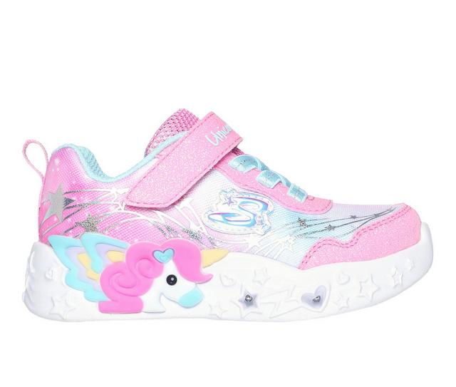 Girls' Skechers Toddler Unicorn Dreams Light-Up Shoes in Pink/Turquoise color