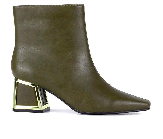 Women's Ninety Union Brooke Heeled Booties in Olive color