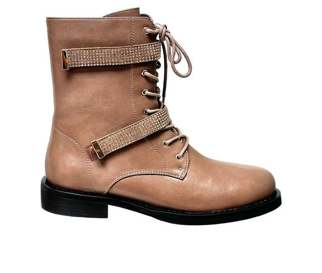 Women's Ninety Union Buffalo Combat Boots in Taupe color