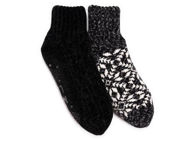 MUK LUKS 2 Pack Chenille Cabin Sock in Ebony color