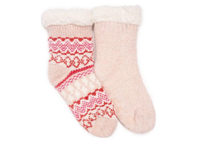 MUK LUKS 2 Pack Chenille Cabin Sock in Pink color