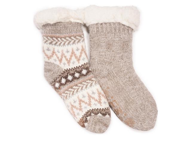 MUK LUKS 2 Pack Chenille Cabin Sock in Grey color