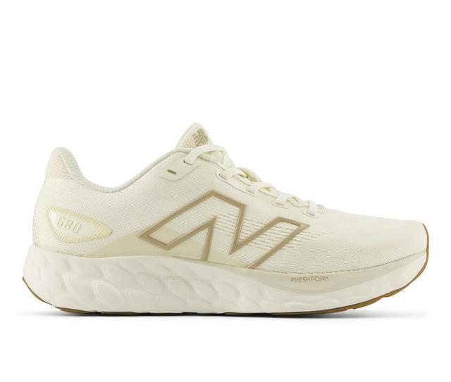 Women's New Balance W680V8 Running Shoes in Linen/White color