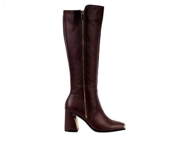 Women's Ninety Union Link Knee High Heeled Boots in Brown color