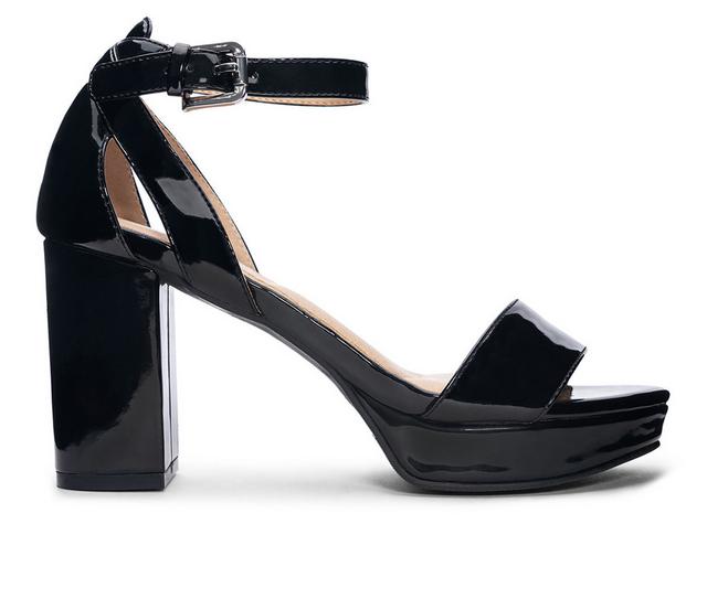 Women's CL By Laundry Go On 2 Platform Dress Sandals in Black Patent color