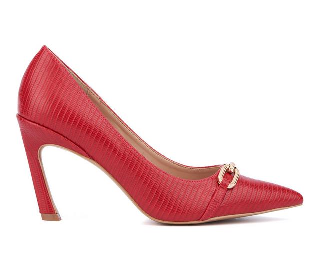 Women's New York and Company Katerina Pumps in Red Lizard color