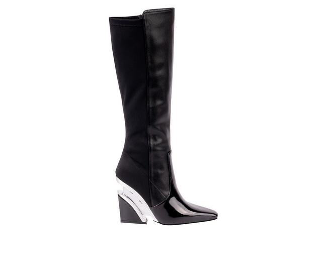 Women's Ninety Union Villa Knee High Wedge Boots in Black color