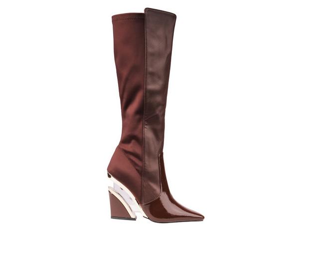 Women's Ninety Union Villa Knee High Wedge Boots in Brown color