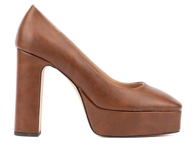 Women's New York and Company Ryla Platform Pumps in Cognac color