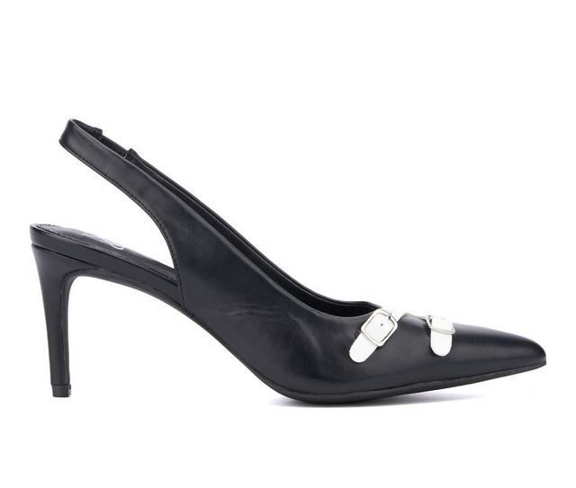 Women's New York and Company Sutton Slingback Pumps in Black/White color
