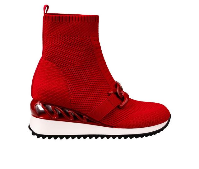 Women's Ninety Union Brooklyn Wedge Sneaker Booties in Red color