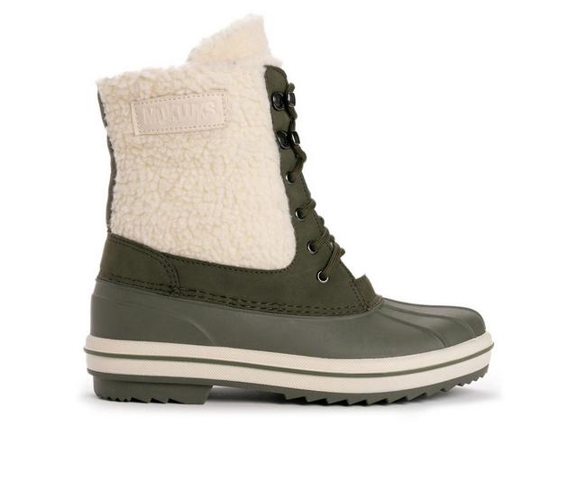 Women's MUK LUKS Kinsley Kendall Lace Up Winter Boots in Olive color