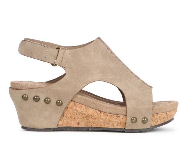 Women's Pierre Dumas Chantal 25 Wedge Sandals in Taupe color