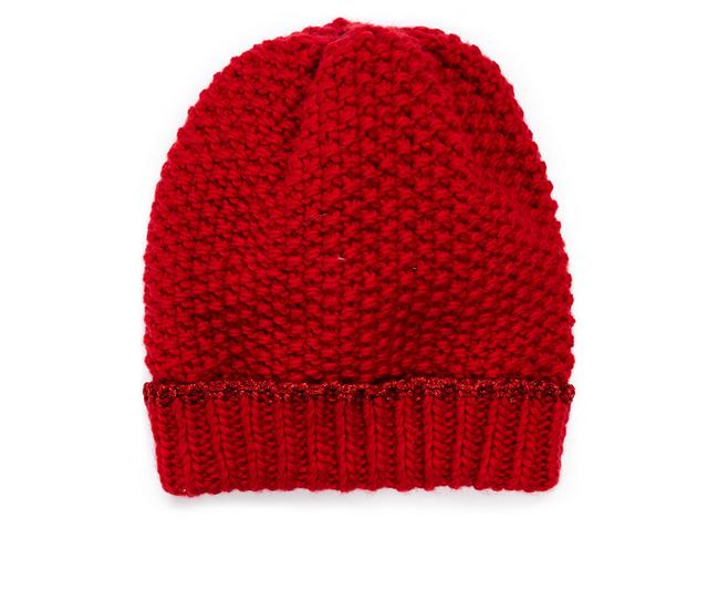 MUK LUKS Lurex Cuff Cap in Poppy color