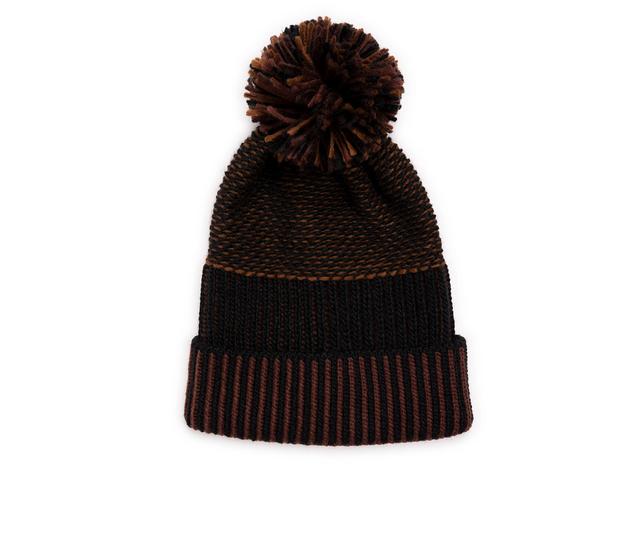 MUK LUKS Textured Stipe Beanie in Dark Chocolate color