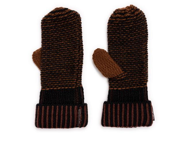 MUK LUKS Textured Mitten in Dark Chocolate color