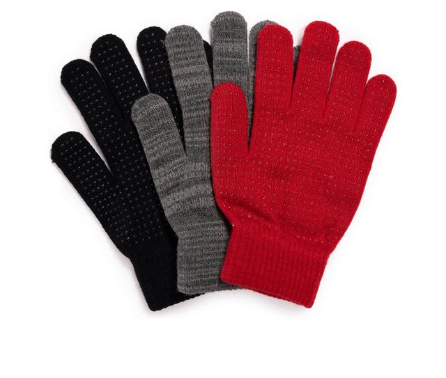 MUK LUKS Magic Grip 3 Pack in Red Grey Black color