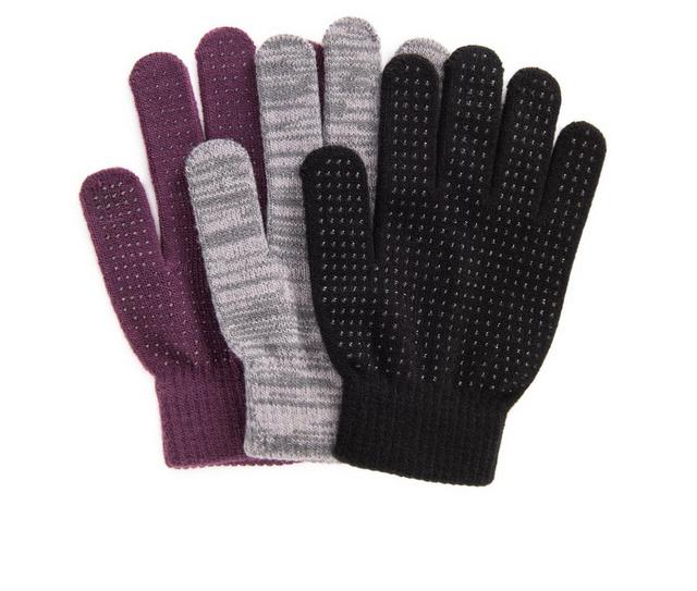 MUK LUKS Magic Grip 3 Pack in Black Grey Plum color