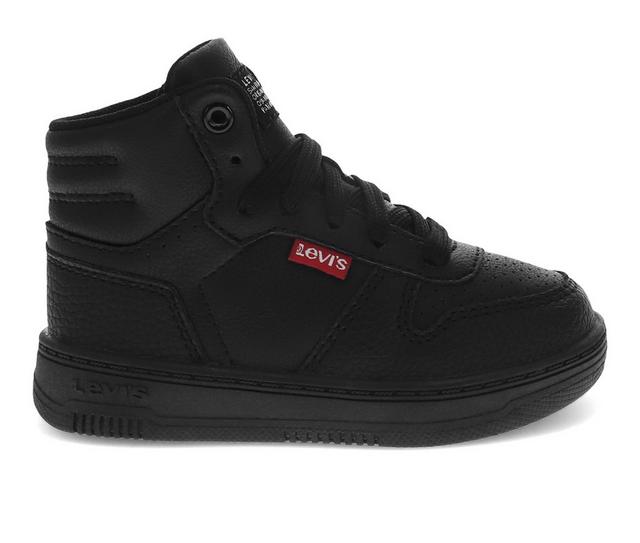 Kids' Levis Toddler Drive Hi Top Sneakers in Black Mono color