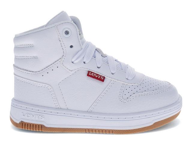 Kids' Levis Toddler Drive Hi Top Sneakers in White/Gum color