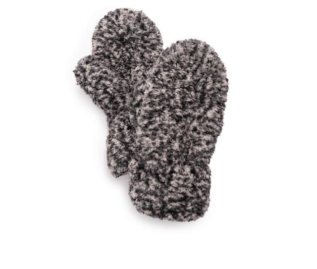 MUK LUKS Sherpa Mitten in Frosted Black color