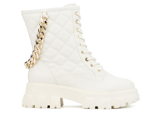 Fashion to Figure Jane Wide Width Combat Boot in Bone Wide color