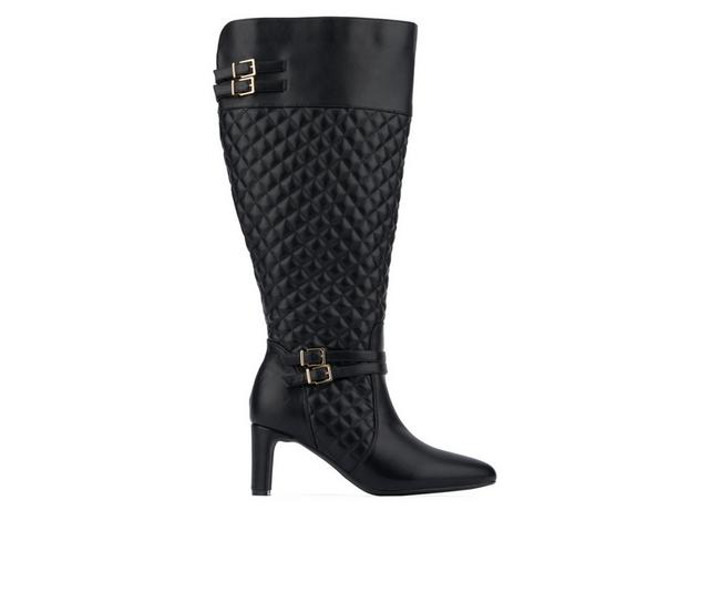 Fashion to Figure Halen Extra Wide Calf Knee High Boots in Black Wide color