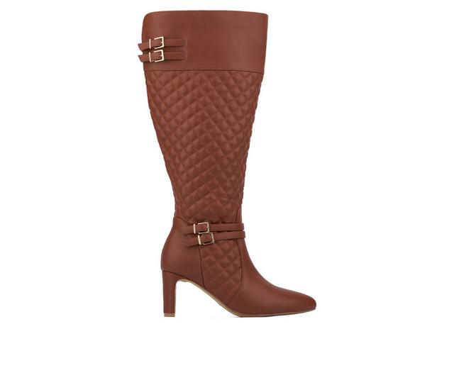 Fashion to Figure Halen Extra Wide Calf Knee High Boots in Cognac Wide color