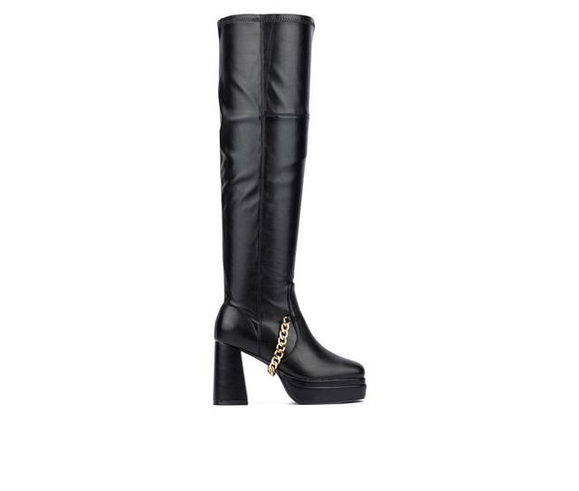 Fashion to Figure Maddy Wide Calf Knee High Boots in Black Wide color