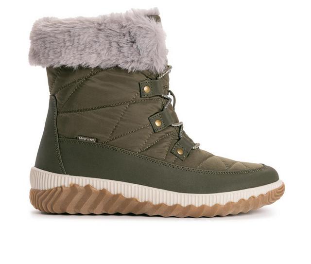 Women's MUK LUKS Winnie Waverly Winter Boots in Olive color