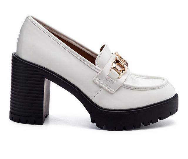 Women's London Rag Sachs Platform Heeled Loafers in White color