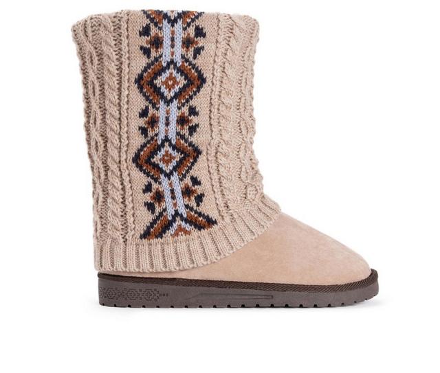 Women's MUK LUKS Cheryl Sweater Winter Boots in Stone color