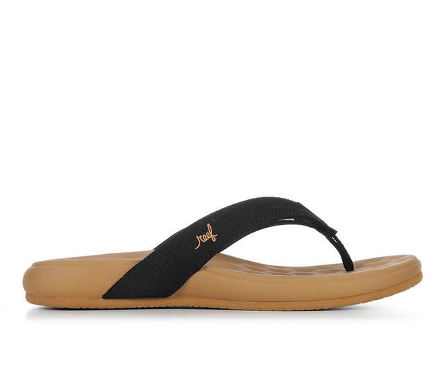 Women's Reef Cushion Harmony Flip-Flops in Black/Tan color