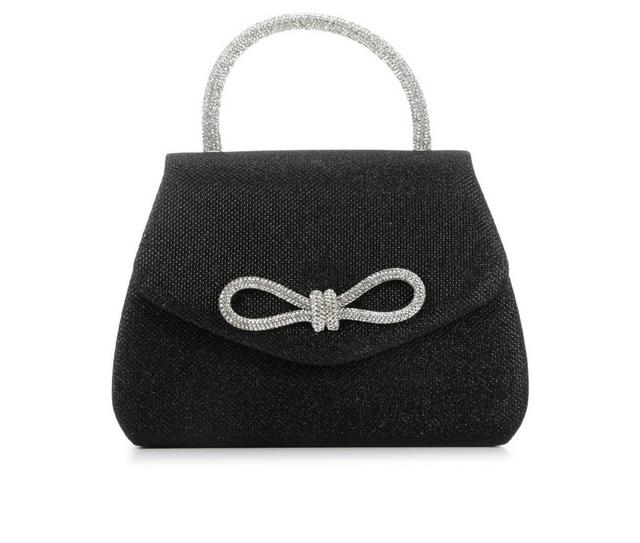 Four Seasons Handbags Glitter Bow Top Handel in Black color