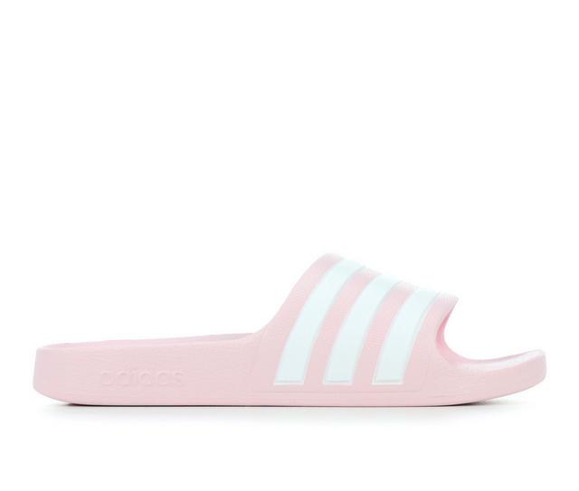Girls' Adidas Little Kid & Big Kid Adilette Aqua Sport Slides in Pink/White color