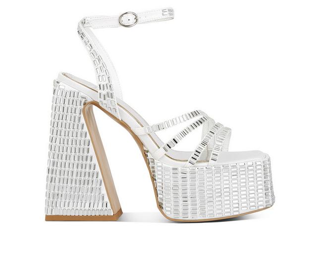 Women's London Rag Lustrous Platform Dress Sandals in White color