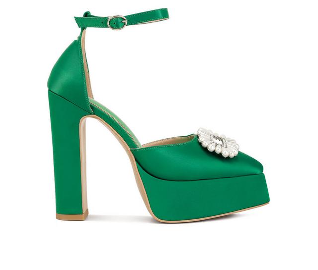 Women's London Rag Maeissa Pearls Platform Pumps in Green color