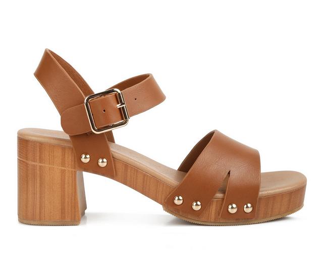 Women's London Rag Campbell Platform Heeled Sandals in Tan color