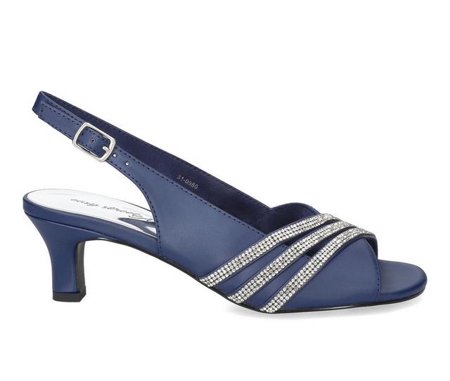 Women's Easy Street Teton Stone Special Occasion Dress Sandals in Navy Satin color