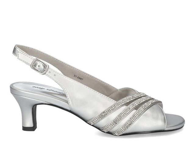 Women's Easy Street Teton Stone Special Occasion Dress Sandals in Silver color