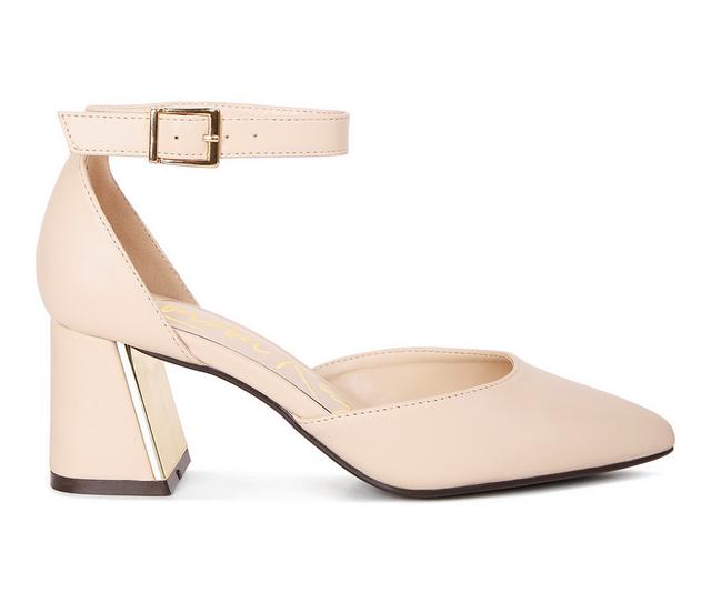 Women's London Rag Myla Block Heel Pumps in Beige color