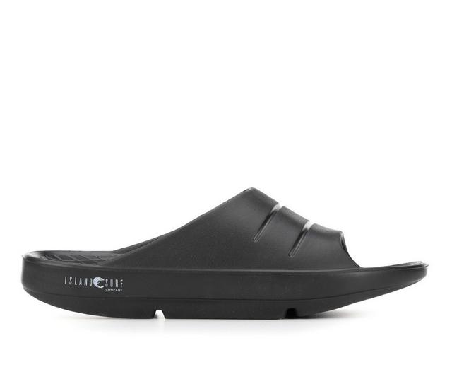 Men's Island Surf Crest Sport Slides in Black color